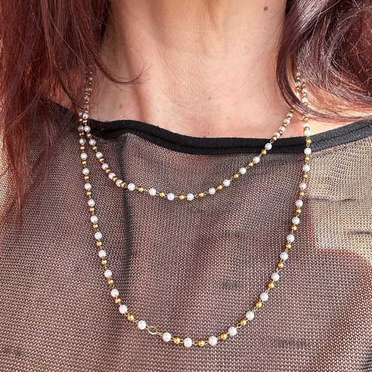 Collana Pearl Gold da 1 metro